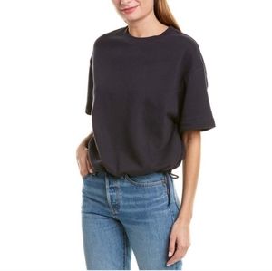 VINCE Drawcord Drop Shoulder Round Neck Boxy Top Blue Size S Small